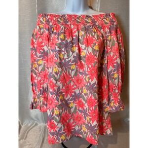 NWT Vineyard Vines Women's Off The Shoulder Smocked Floral Print‎ Blouse Top M